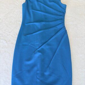 Calvin Klein side ruched turquoise dress